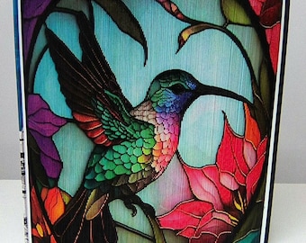 Hummingbird 19 Stained Glass Photo Strip Pattern, Fore Edge Book Art, Photo Art,