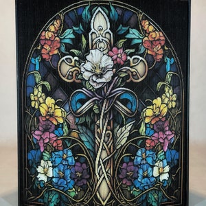 Cross in Stained Glass WA Photo Strip Pattern, Fore-Edge Book Art, Housewarming, Thank You, Birthday, Baptism, Christening