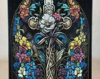 Cross in Stained Glass WA Photo Strip Pattern, Fore-Edge Book Art, Housewarming, Thank You, Birthday, Baptism, Christening