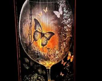 Brandy Glass with Butterfly Photo Strip Pattern, Fore-edge Book Art, Butterfly, Brandy Glass, Photo Strip, Thank You Gift, Retirement Gift