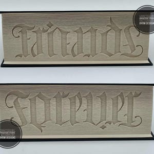 Modelli di ambigrammi "Friends Forever", piegatura di libri, compleanno, pensione, ringraziamento, centrotavola, banco della reception, premio alla porta