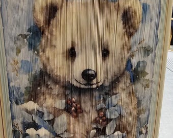 Winter Forest Animals 11 BEAR Photo Strip Pattern, Fore-Edge Book Art, Birthday, Thank You