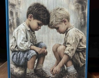 Boys Playing Marbles MJ2 Photo Strip Pattern, Fore-Edge Book Art, Recycled Book Art, Housewarming