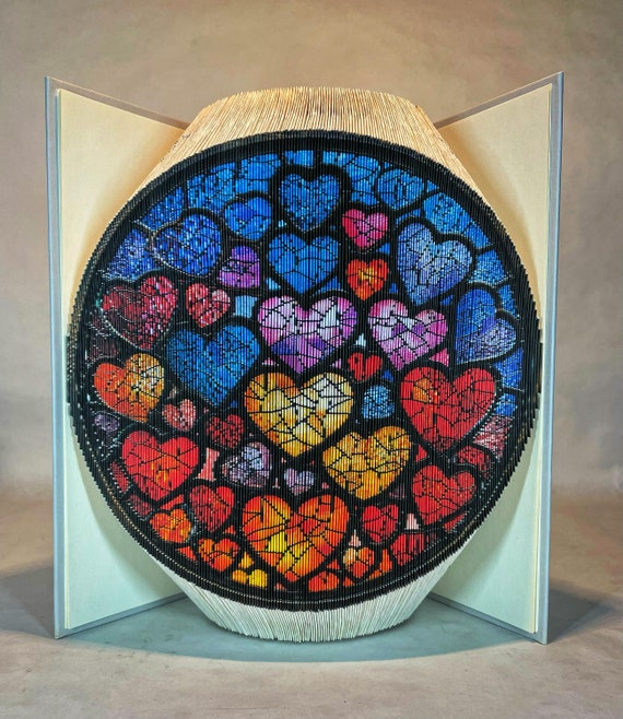 Romantic Heart 2 Stained Glass Photo Strip Pattern, Fore-edge Book