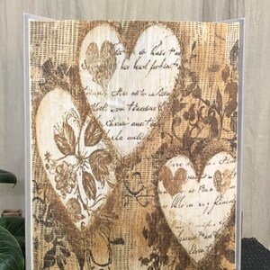 8 Hearts on Burlap Photo Strip Pattern, Fore-Edge Book Art, Thank You, Birthday, Reception Desk, Centerpiece