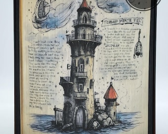 Lighthouse Sketchnote 2 Photo Strip Pattern, Fore-Edge Book Art, Housewarming, Thank You, Birthday, Retirement, Door Prize