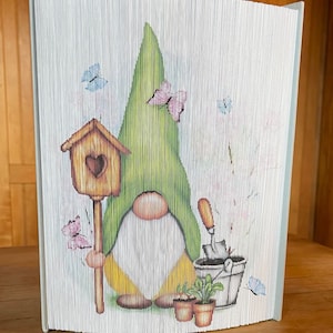 Gnome with Bird House Photo Strip Pattern, Fore-Edge Book Art, Gnome, Bird House, Spring, Thank You, Retirement Gift, Birds