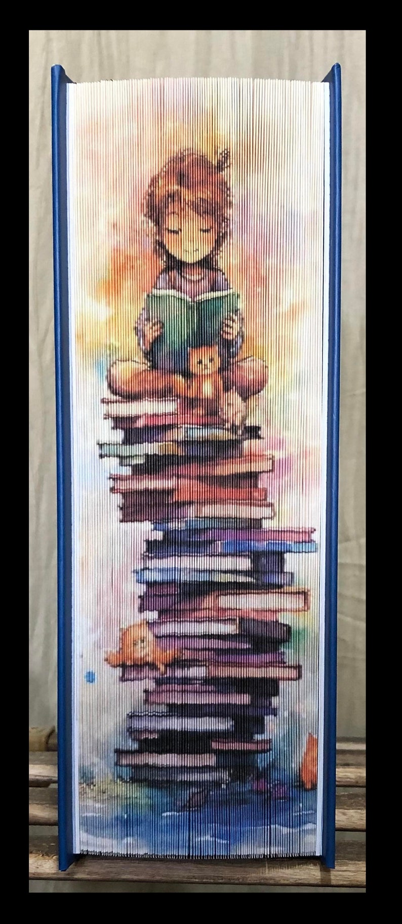 12 motifs de bande photo à motif de livre étroit, art de livre sur le bord avant, enfant assis sur des livres, bibliothèque image 1