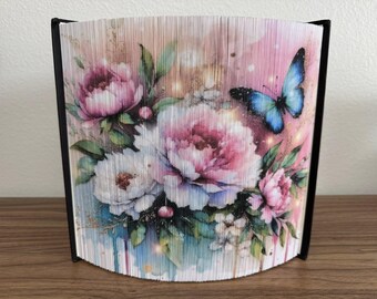 Peonies and Butterfly 1 Photo Strip Pattern, Fore-Edge Book Art, Housewarming, Birthday, Retirement