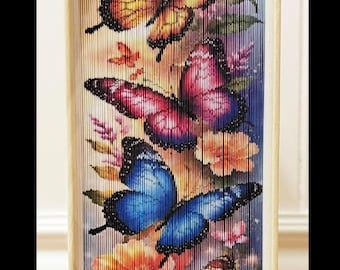 Beautiful Flowers BK12 Photo Strip Pattern, Fore-Edge Book Art, Recycle Book Art, Birthday, Home Decor, Housewarming