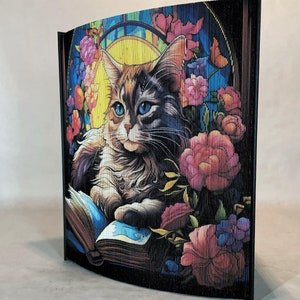 Vitrail de A-12 livres pour chats 4 motifs de bandes photo, livre d'art sur le bord avant, amoureux des chats, félin, bureau d'accueil, centre de table, anniversaire image 3