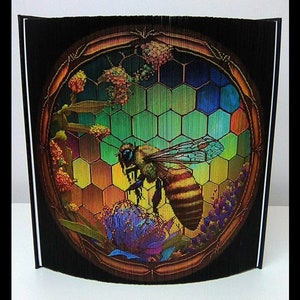 Stained Glass Honey Bee 2 Photo Strip Pattern, Fore-Edge Book Art, Honey Bee