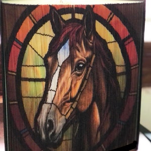 Horse 2 Stained Glass TUM Photo Strip Pattern, Fore-Edge Book Art, Horse Lover
