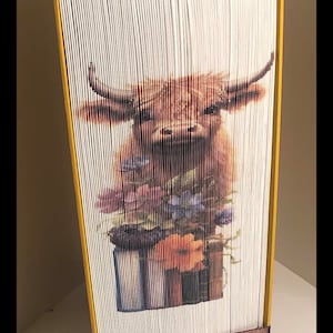 Highland Baby HC6 Photo Strip Pattern, Fore-Edge Book Art, Housewarming, Thank You, Birthday, Reception Desk
