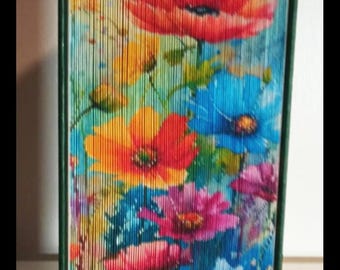 Flower Garden BK2 Narrow Photo Strip Pattern, Fore-Edge Book Art, Birthday, Thank You, Retirement, Centerpiece, Reception Desk, Home Decor