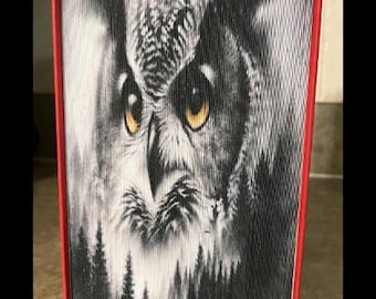 Owl in Trees 3 Photo Strip Pattern, Fore-Edge Book Art, Birthday, Housewarming, Thank You