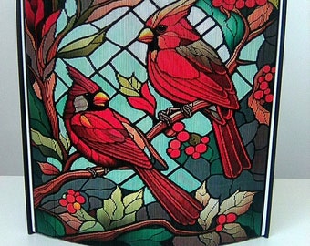 Cardinals in Stained Glass Photo Strip Pattern, Fore-Edge Book Art, CARDINALS, Photo Art