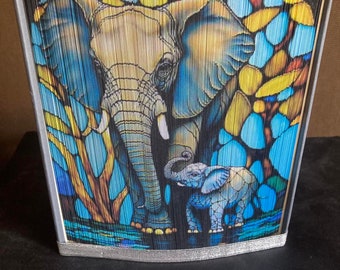 Stained Glass Elephant 2 Photo Strip Pattern, Fore-Edge Book Art, Elephants