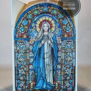 Beautiful Stained Glass Mother Mary 3 Photo Strip Pattern, Fore-Edge Book Art, Religious Image, Housewarming