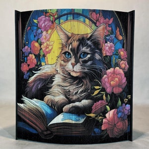 Vitrail de A-12 livres pour chats 4 motifs de bandes photo, livre d'art sur le bord avant, amoureux des chats, félin, bureau d'accueil, centre de table, anniversaire image 5