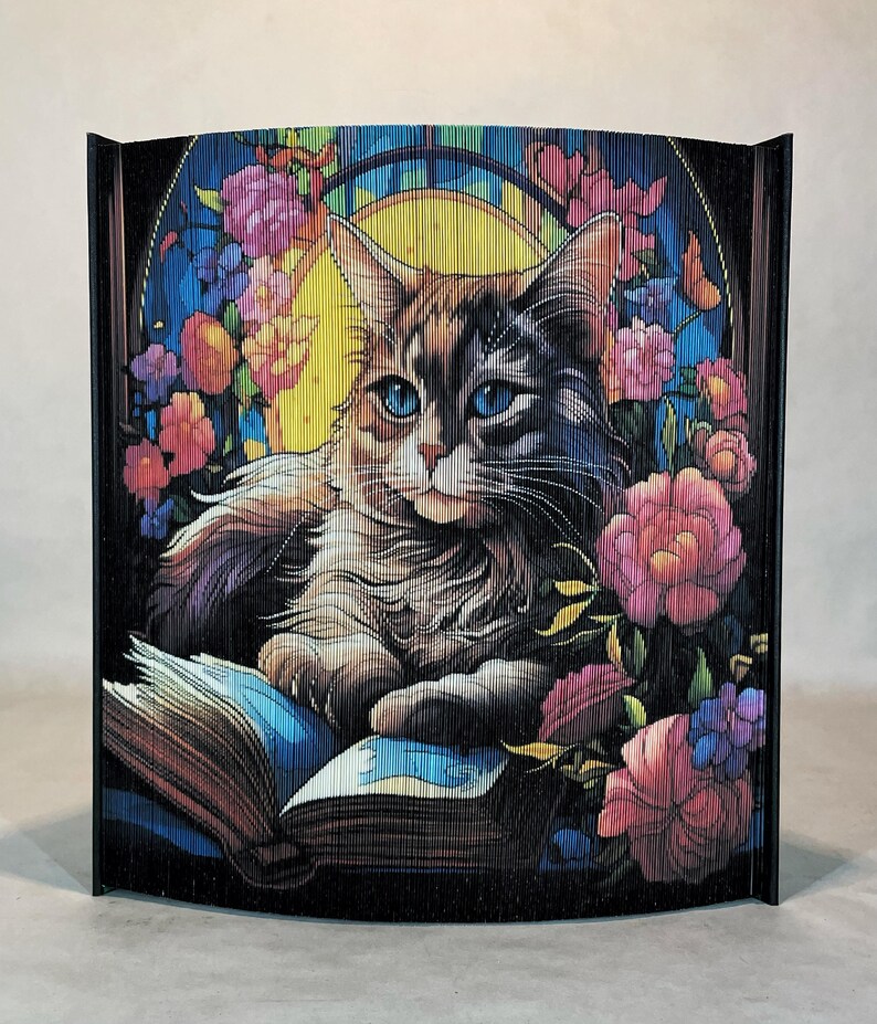 Vitrail de A-12 livres pour chats 4 motifs de bandes photo, livre d'art sur le bord avant, amoureux des chats, félin, bureau d'accueil, centre de table, anniversaire image 5