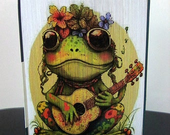 Hippy Frog 2 Photo Strip Pattern, Fore-Edge Book Art, FROG