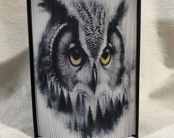 Owl in Trees 2 Photo Strip Pattern, Fore-Edge Book Art, Housewarming, Thank You, Birthday