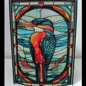 Stained Glass Bird 3 Photo Strip Pattern, Fore-Edge Book Art, Housewarming, Thank You