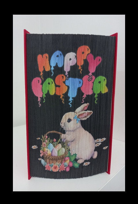 Easter Bunny 2023 Photo Strip Pattern, Fore-Edge Book Art, Reception Desk, Centerpiece, Easter Holiday