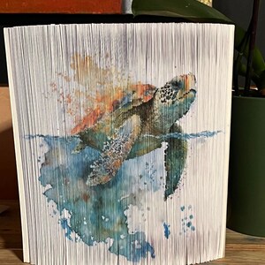 Turtle 11 in Watercolors Photo Strip Book Art, Fore-Edge Book Art, Turtles, Watercolors