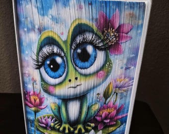 Froggie 2 Photo Strip Pattern, Fore-Edge Book Art, Recycled Art, Frogs, Birthday