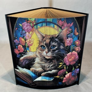 Vitrail de A-12 livres pour chats 4 motifs de bandes photo, livre d'art sur le bord avant, amoureux des chats, félin, bureau d'accueil, centre de table, anniversaire image 4