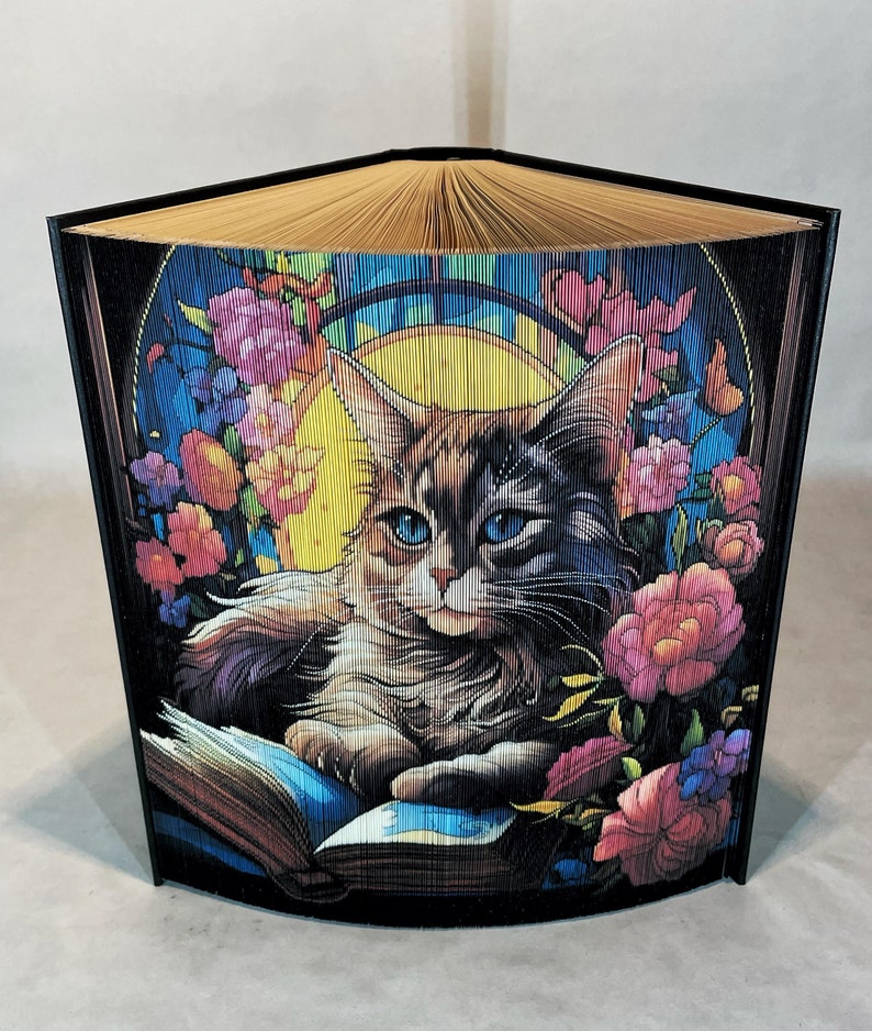 Vitrail de A-12 livres pour chats 4 motifs de bandes photo, livre d'art sur le bord avant, amoureux des chats, félin, bureau d'accueil, centre de table, anniversaire image 4