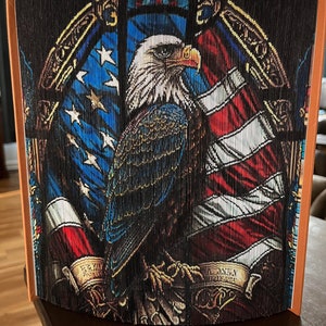 USA Eagle 3 Stained Glass PSP Photo Strip Pattern, Fore-Edge Book Art, USA Eagle,