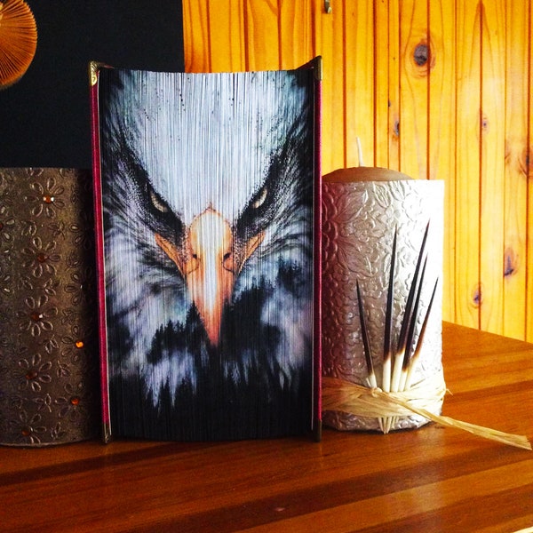 Eagle Face 3 Strip Folding Pattern; Fore-Edge Book Art, American Eagle, Retirement, Military Gift, Birthday, Housewarming, Eagle