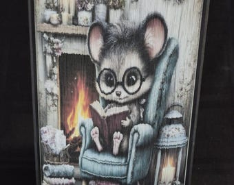 Cute Mouse 4 Photo Strip Pattern, Fore-Edge Book Art, Recycled Book Art, Housewarming, Home Decor