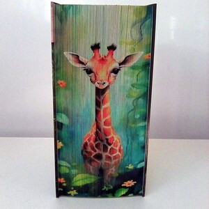 Baby Safari Giraffe 5 schmales Fotostreifenmuster, Vorderkante Buchkunst, Geburtstag, Housewarming, Danke