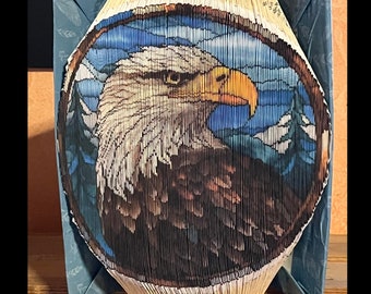 PNG 4-6 Eagle Look Right Photo Strip Pattern, Fore-Edge Book Art, Retirement, Thank You, Housewarming, Military Gift