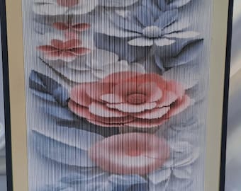 Flowers 3D - 5J Photo Strip Pattern, Fore-Edge Book Art, Recycled Book Art, Mother's Day, Birthday