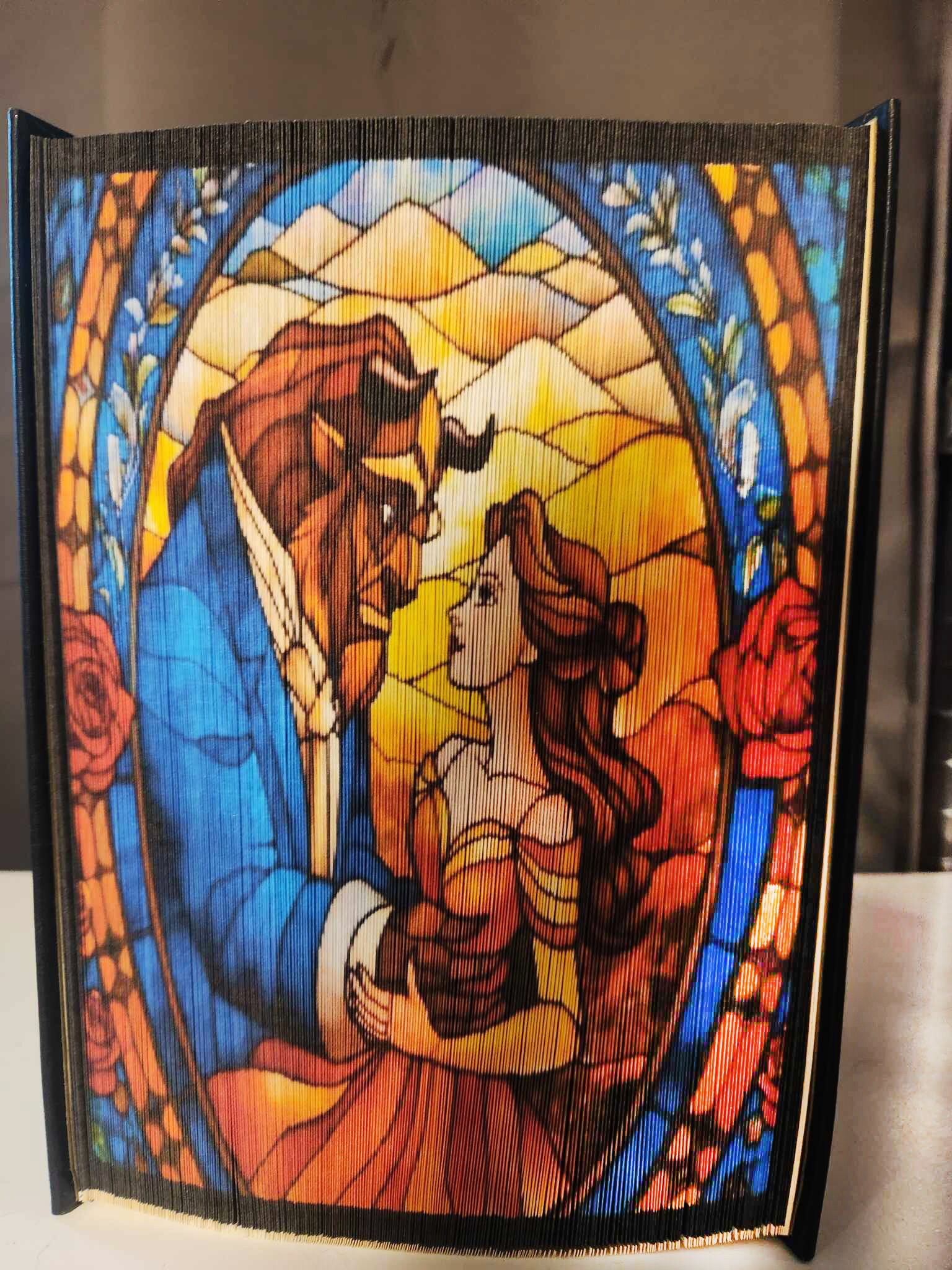 スーザン・ブルデ ヴィンテージ ステンドグラス ハチドリとフクシア 水彩画 絵画 ステンドグラス サンキャッチャー『Hummingbird～ハチドリ～』 | iichi