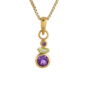 Anhänger aus 14-karätigem Gold-Vermeil und Sterlingsilber mit Amethyst, Peridot und Saphir
