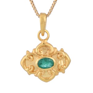 Emerald 14K Gold Vermeil Over Sterling Silver Pendant
