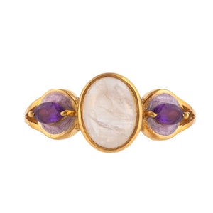 Moonstone & Amethyst 14K Gold Vermeil Over Sterling Silver Ring