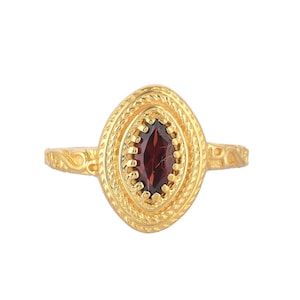 Garnet 14K Gold Vermeil Over Sterling Silver Ring