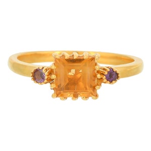Citrien en amethist 14K gouden vermeil op sterlingzilveren ring