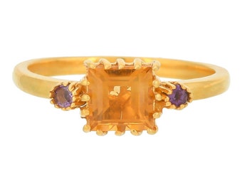 Citrine & Amethyst 14K  Gold Vermeil Over Sterling Silver Ring