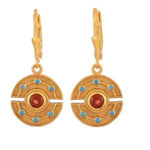 Granat & Türkis Vermeil 14K Gold über Sterling Silber Ohrring