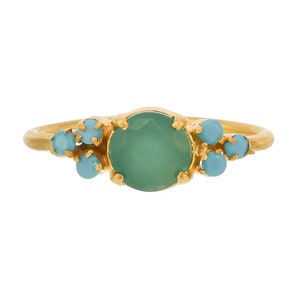 Emerald & Turquoise 14K Gold Vermeil Over Sterling Silver Ring