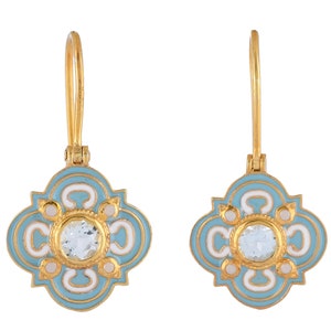 Blue Topaz Vermeil 14K Gold Over Sterling Silver Enamelled Earring