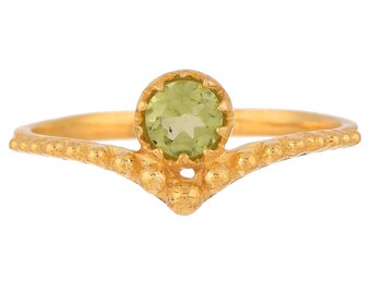 Peridot 14K Gold Vermeil Over Sterling Silver Ring